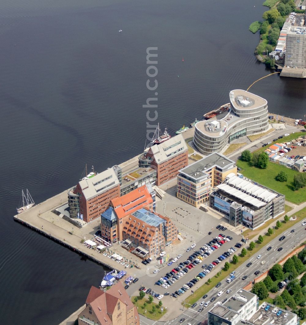 Aerial image Rostock - Administrative building of the industrial area in Rostock in the state Mecklenburg - Western Pomerania, Germany