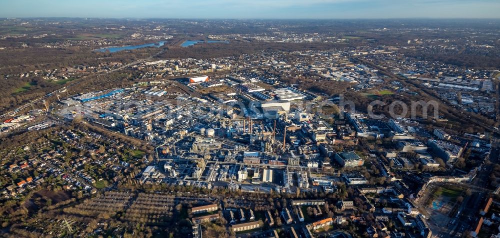 Aerial image Düsseldorf - Administrative building of the industrial area on Henkelstrasse in the district Holthausen in Duesseldorf in the state North Rhine-Westphalia, Germany