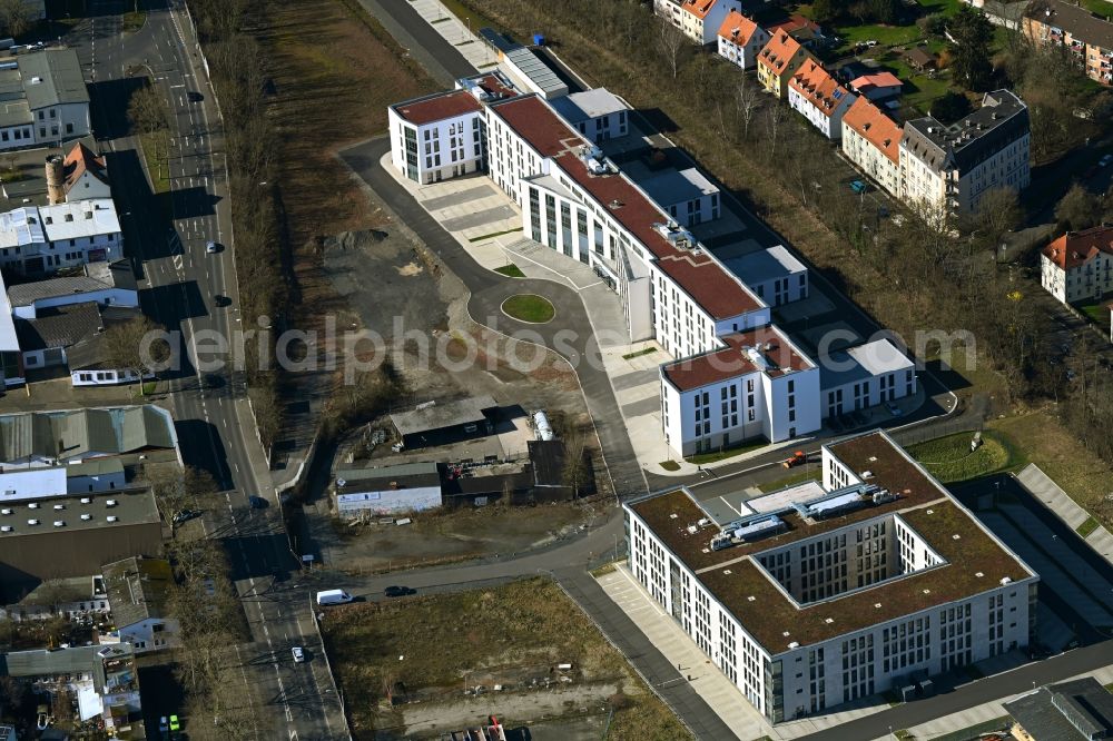 Kassel from the bird's eye view: Administrative building of the State Authority of Jobcenter Stadt Kassel and the Agentur fuer Arbeit Kassel on Lewinskistrasse in the district Rothenditmold in Kassel in the state Hesse, Germany