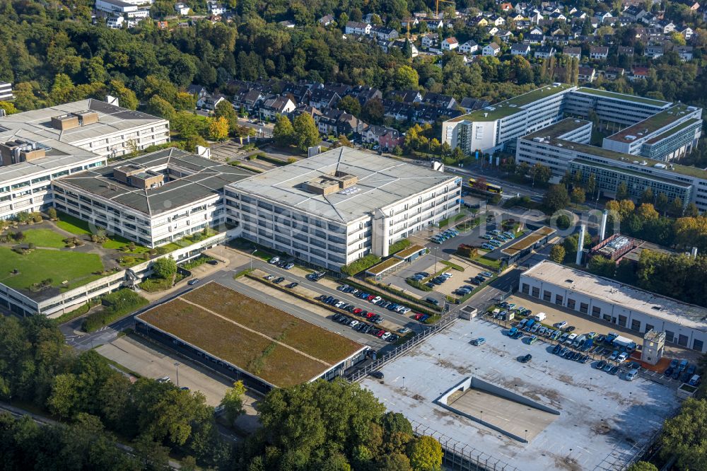 Essen from above - administration building of the company Karstadt Warenhaus GmbH on Theodor-Althoff-Strasse in Essen in the state North Rhine-Westphalia, Germany