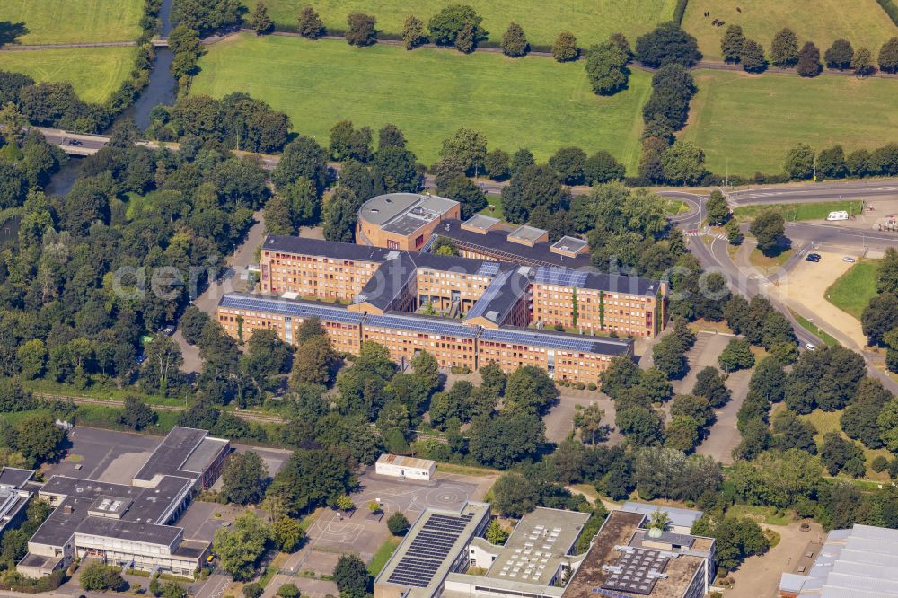 Bergheim from above - Administrative building of the state authority at Willy-Brandt-Platz in Kenten town of Bergheim in the federal state of North Rhine-Westphalia, Germany