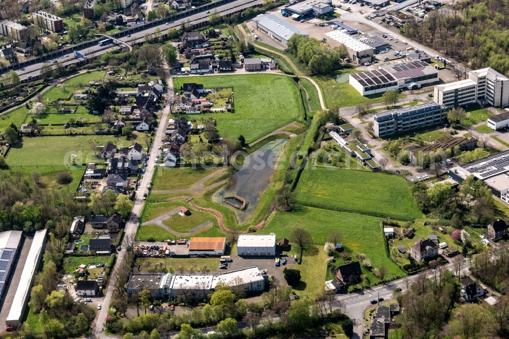 Recklinghausen from above - Administrative building of the State Authority of Landesamtes fuer Natur, Umwelt and Verbraucherschutz on street Blitzkuhlenstrasse in Recklinghausen at Ruhrgebiet in the state North Rhine-Westphalia, Germany