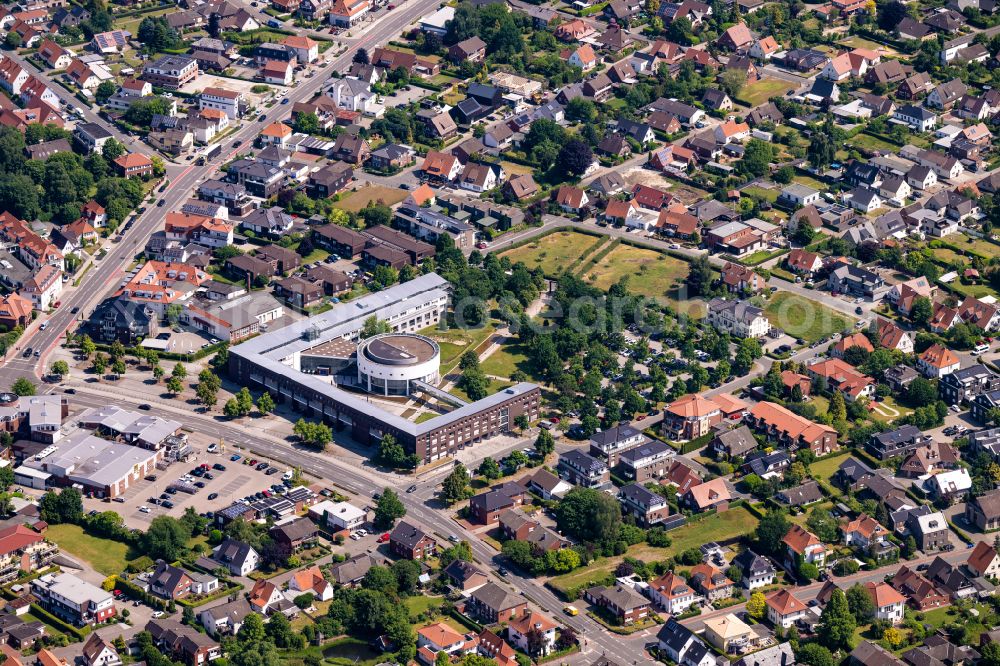 Vechta from above - Administrative building of the State Authority Landkreis Vechta on street Ravensberger Strasse in Vechta in the state Lower Saxony, Germany