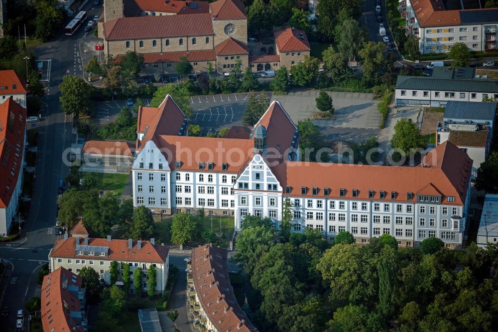 Würzburg from above - Administrative building of the State Authority Landratsamt on street Zeppelinstrasse in the district Frauenland in Wuerzburg in the state Bavaria, Germany