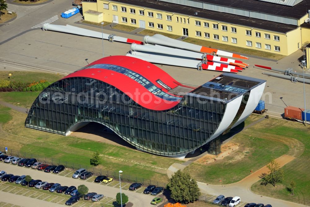 Aerial image Magdeburg - View of the administration building of the Rothenseer Rotorblattfertigung GmbH in Magdeburg in the state of Saxony-Anhalt