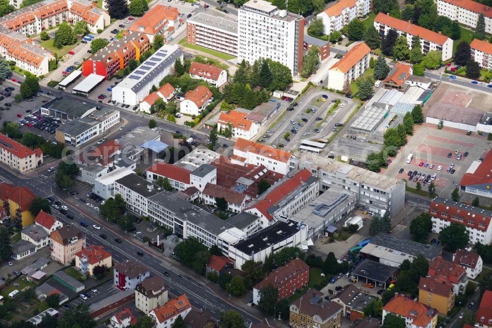 Göttingen from the bird's eye view: Administration building of the company Sartorius Sartorius-Quartier in Goettingen in the state Lower Saxony