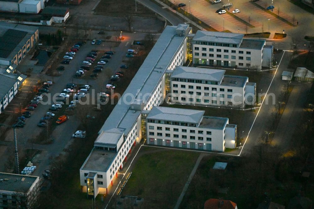 Aerial photograph Neuruppin - Administrative building of the State Authority Schulamt and Agentur fuer Arbeit on street Trenckmannstrasse in Neuruppin in the state Brandenburg, Germany