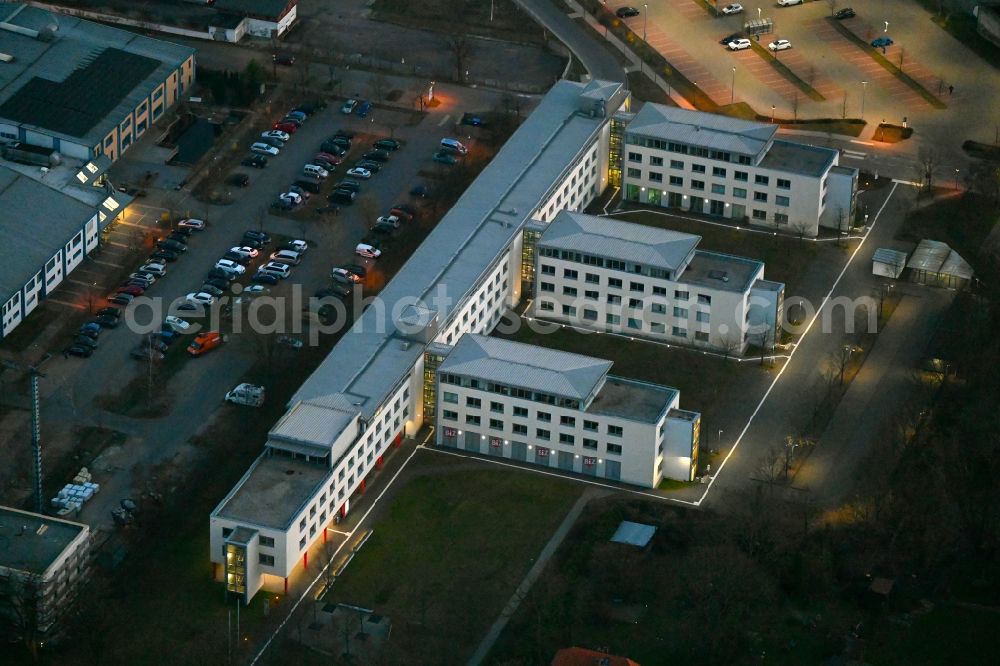 Aerial photograph Neuruppin - Administrative building of the State Authority Schulamt and Agentur fuer Arbeit on street Trenckmannstrasse in Neuruppin in the state Brandenburg, Germany