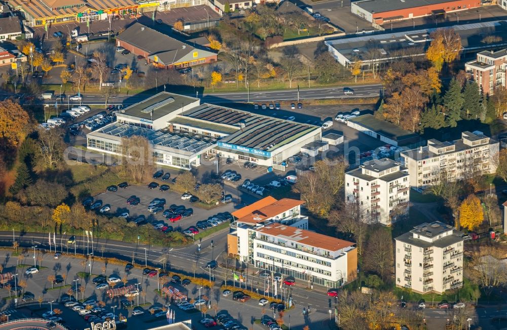 Aerial image Kamp-Lintfort - Administrative building of the State Authority Bundesagentur fuer Arbeit on Wilhelmstrasse in Kamp-Lintfort in the state North Rhine-Westphalia, Germany