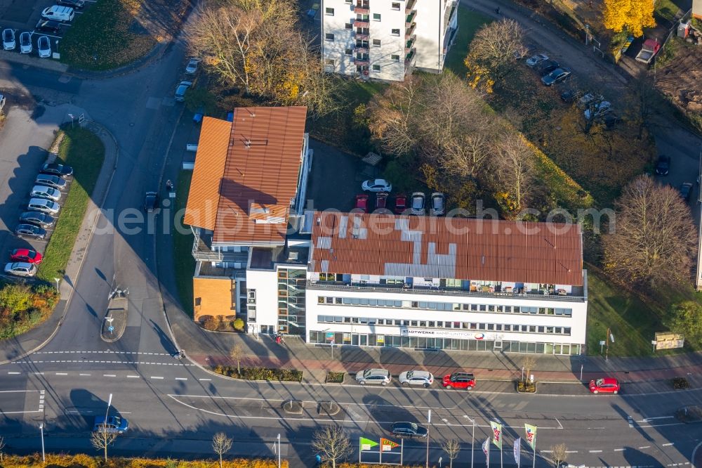 Aerial image Kamp-Lintfort - Administrative building of the State Authority Bundesagentur fuer Arbeit on Wilhelmstrasse in Kamp-Lintfort in the state North Rhine-Westphalia, Germany