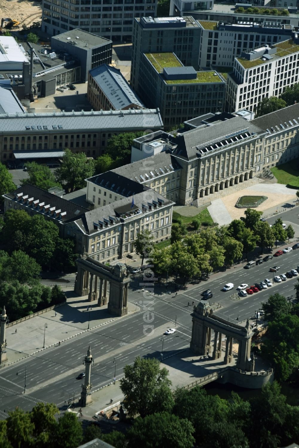 Berlin from above - Administrative building of the State Authority Ernst-Reuter-Haus on Strasse des 17. Juni in Berlin