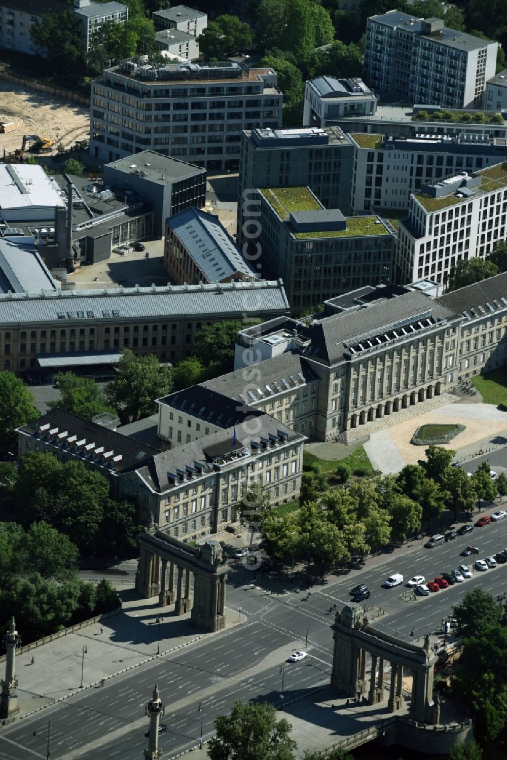 Berlin from the bird's eye view: Administrative building of the State Authority Ernst-Reuter-Haus on Strasse des 17. Juni in Berlin