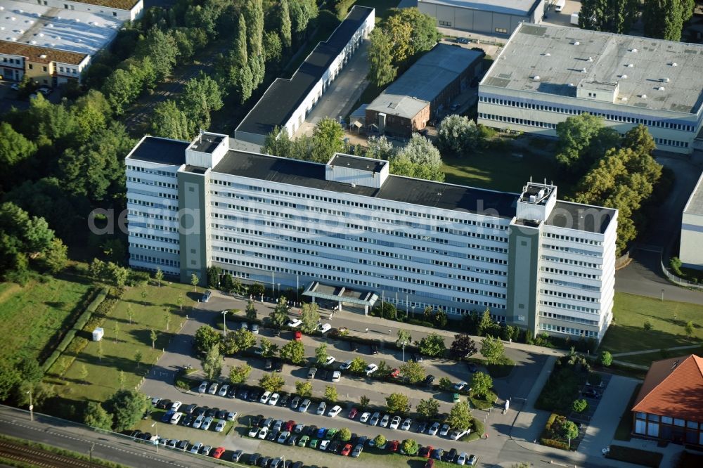 Aerial photograph Berlin - Administrative building of the State Authority Finanzamt Marzahn-Hellersdorf Allee der Kosmonauten in Berlin