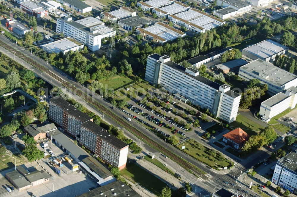 Aerial image Berlin - Administrative building of the State Authority Finanzamt Marzahn-Hellersdorf Allee der Kosmonauten in Berlin