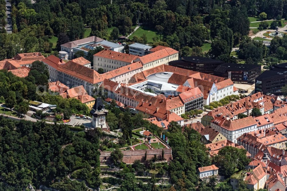 Aerial image Graz - Administrative building of the State Authority of Landesregierung fuer Verfassung and Inneres and das Steiermaerkische Landesarchiv in Graz in Steiermark, Austria