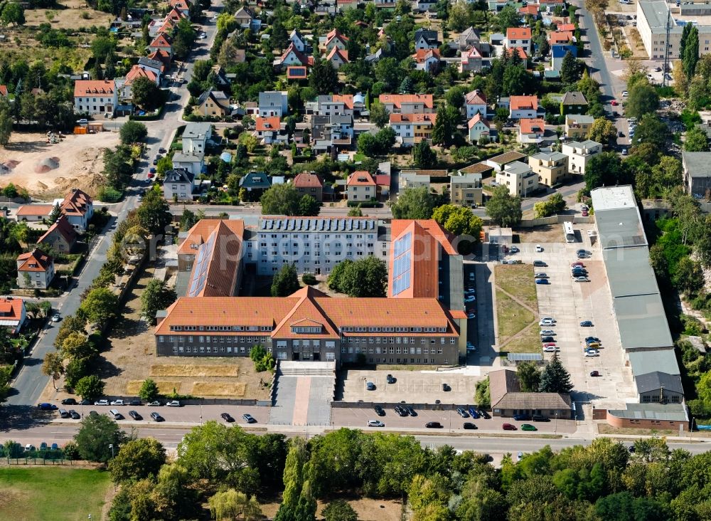 Halle (Saale) from the bird's eye view: Administrative building of the State Authority Landesverwaltungsamt in Halle (Saale) in the state Saxony-Anhalt, Germany