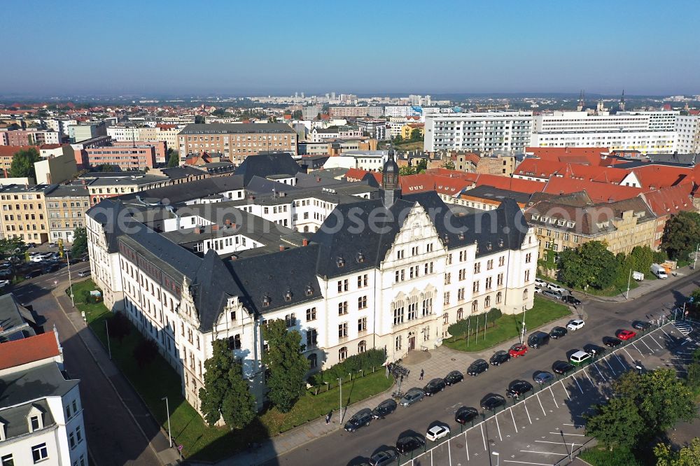 Halle (Saale) from above - Administrative building of the State Authority Landesverwaltungsamt in Halle (Saale)Ernst Kamieth Platz in the state Saxony-Anhalt, Germany