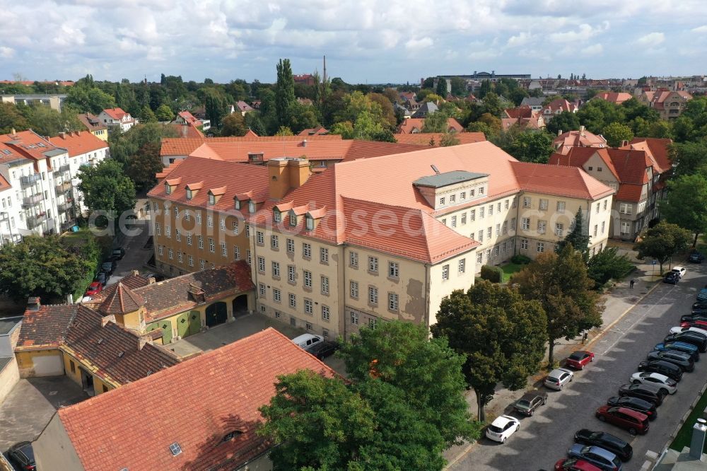 Aerial photograph Halle (Saale) - Administrative building of the State Authority Landesverwaltungsamt on street Maxim-Gorki-Strasse in Halle (Saale) in the state Saxony-Anhalt, Germany