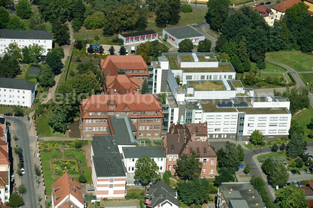 Aerial photograph Rathenow - Administrative building of the State Authority Landkreis Havelland Gesundheitsamt in Rathenow in the state Brandenburg