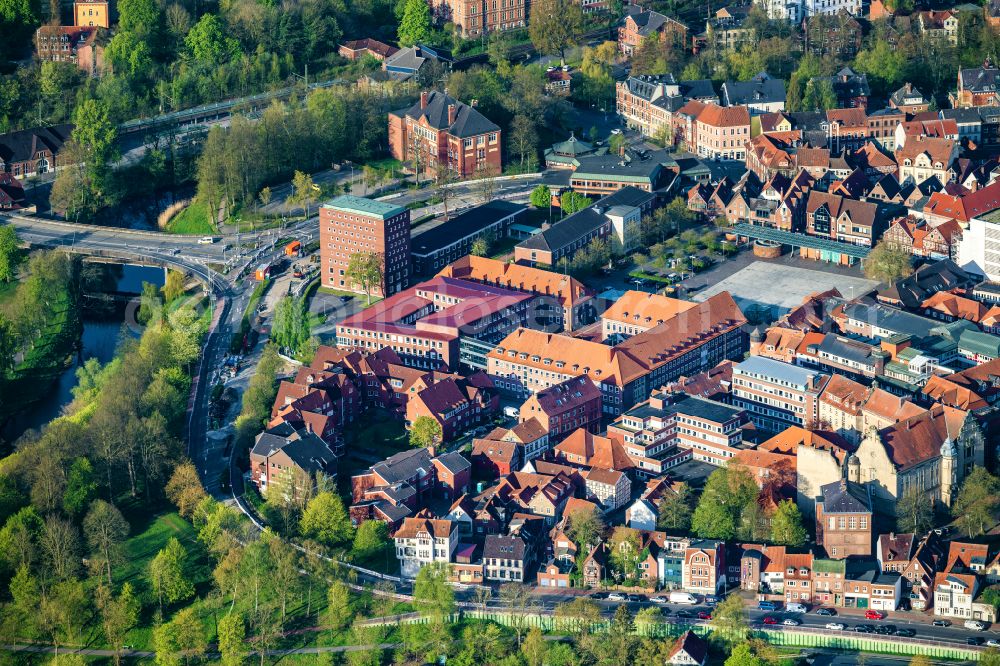 Aerial image Stade - Administrative building of the State Authority Landkreis Stade in Stade in the state Lower Saxony, Germany