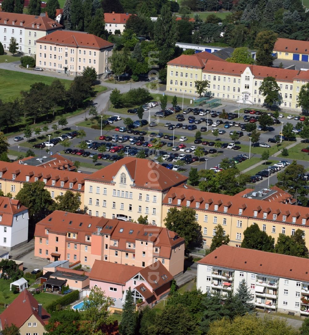 Kamenz from above - Administrative building of the State Authority Landratsamt Bautzen in Kamenz in the state Saxony