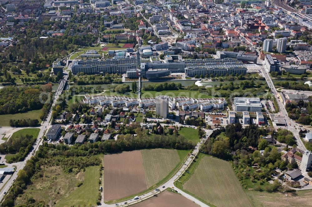 Aerial image Sankt Pölten - Administrative building of the State Authority of Nieofoesterreichischen Landesregierung in Sankt Poelten in Lower Austria, Austria