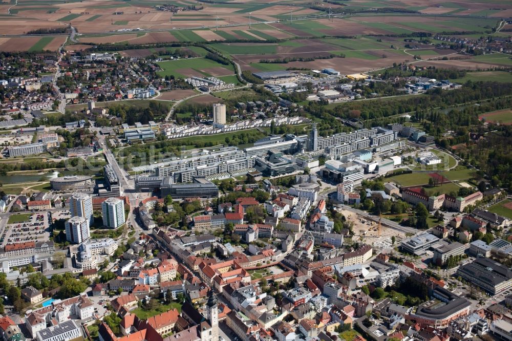 Sankt Pölten from the bird's eye view: Administrative building of the State Authority of Nieofoesterreichischen Landesregierung in Sankt Poelten in Lower Austria, Austria