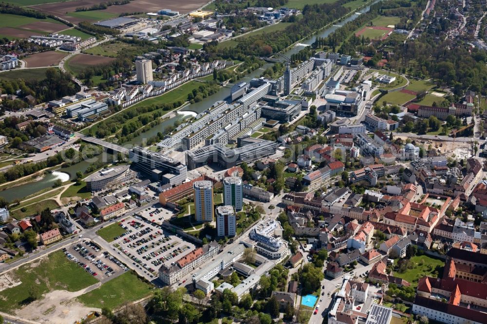 Aerial image Sankt Pölten - Administrative building of the State Authority of Nieofoesterreichischen Landesregierung in Sankt Poelten in Lower Austria, Austria