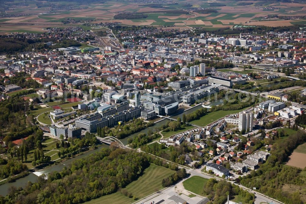 Sankt Pölten from above - Administrative building of the State Authority of Nieofoesterreichischen Landesregierung in Sankt Poelten in Lower Austria, Austria