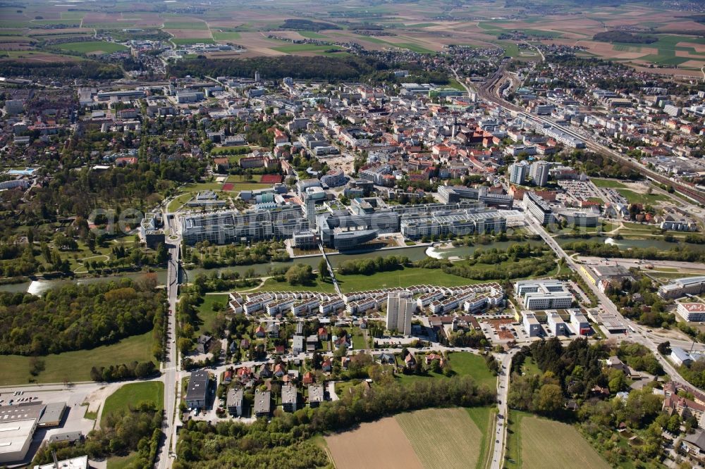 Sankt Pölten from above - Administrative building of the State Authority of Nieofoesterreichischen Landesregierung in Sankt Poelten in Lower Austria, Austria