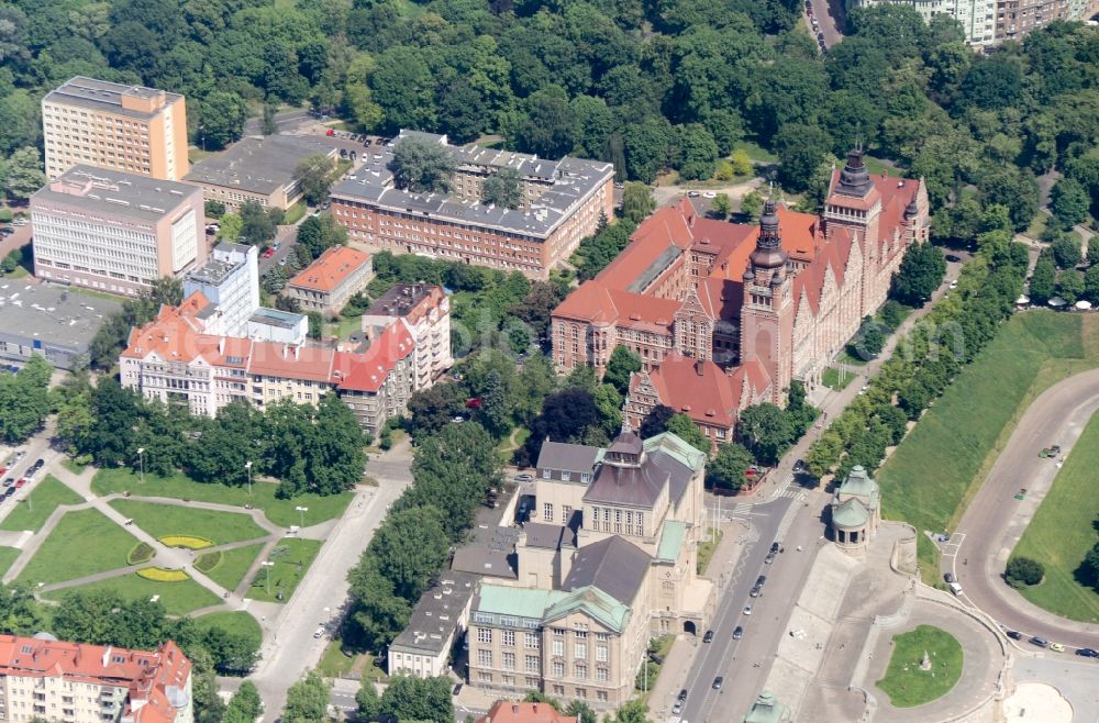 Aerial image Szczecin - Administrative building of the State Authority Passport office in Szczecin Stettin in West Pomerania, Poland