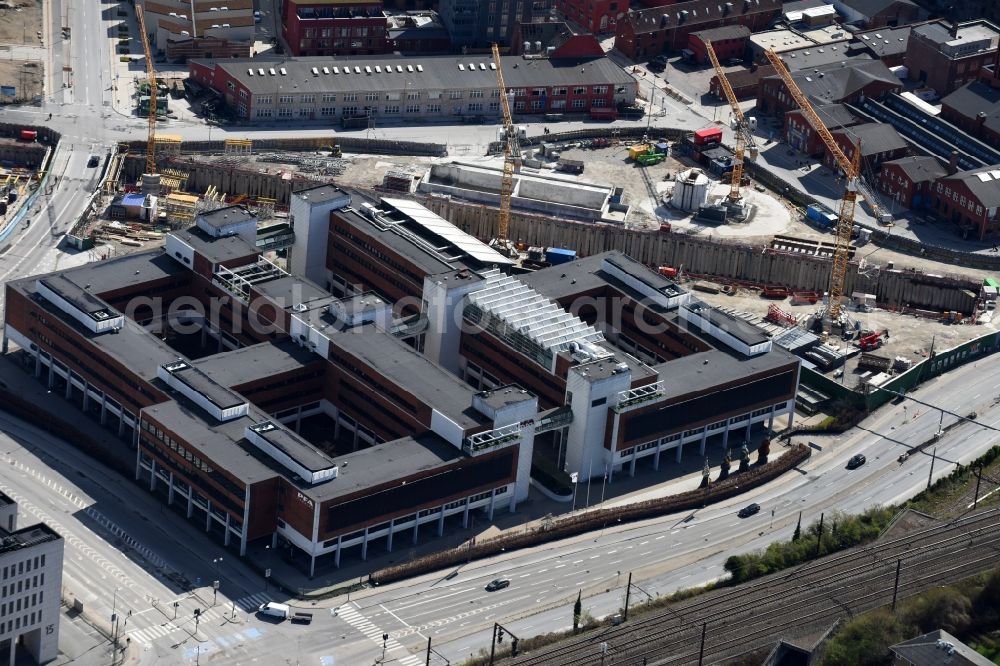 Kopenhagen from above - Administrative building of the State Authority PFA Pension on Sundkrogsgade in Copenhagen in Denmark