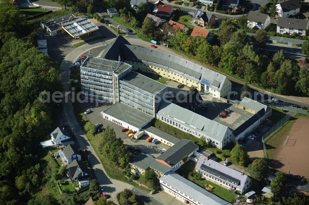 Suhl from above - Administrative building of the State Authority School Administration offices in Suhl in the state of Thuringia