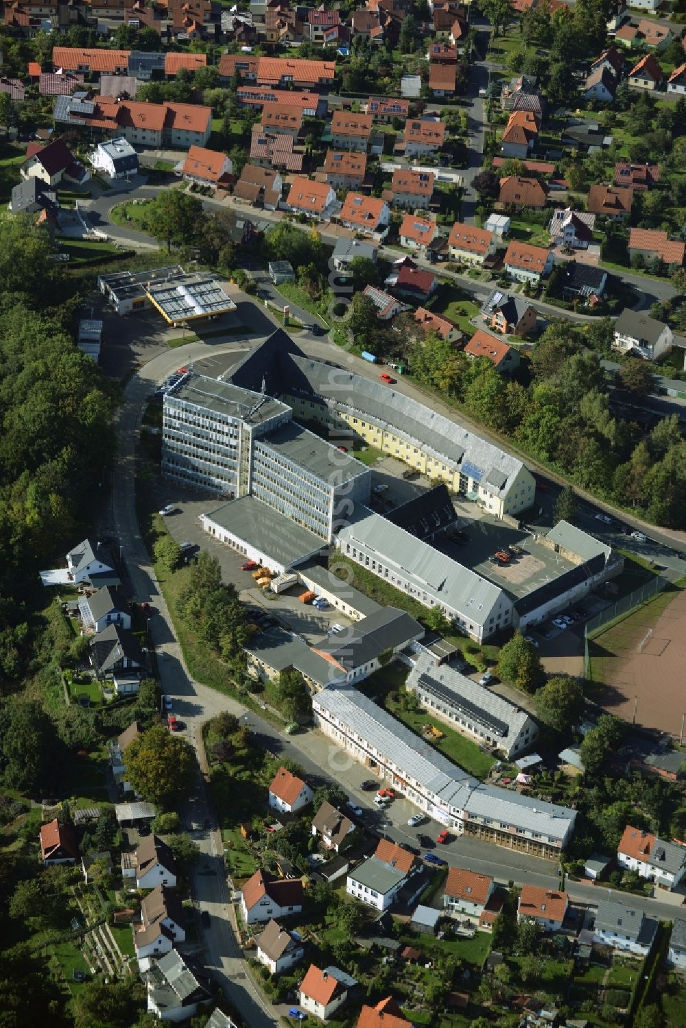 Suhl from the bird's eye view: Administrative building of the State Authority School Administration offices in Suhl in the state of Thuringia