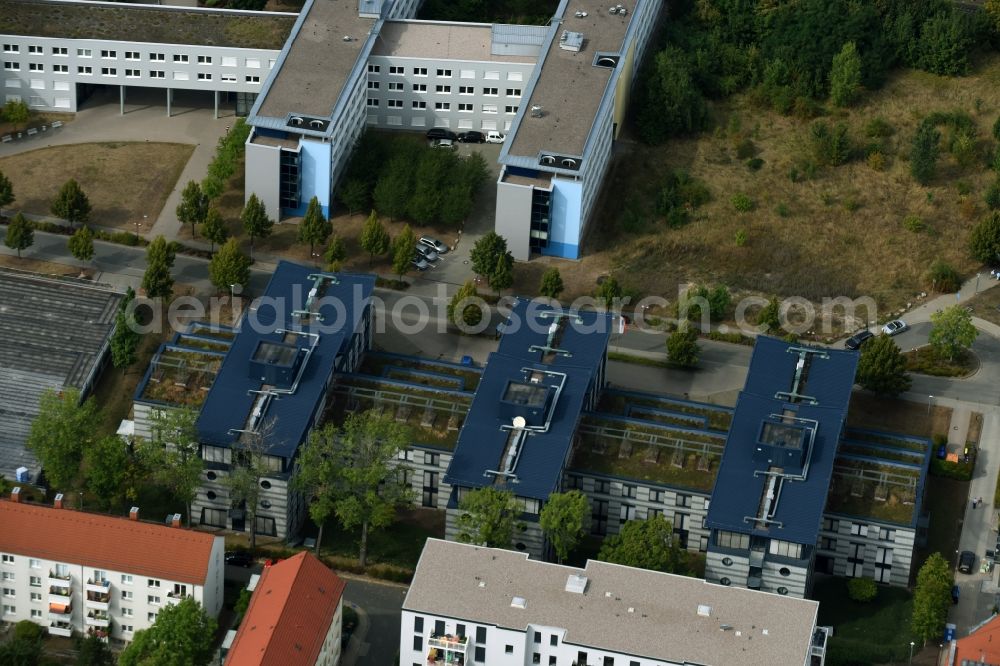 Erfurt from the bird's eye view: Administrative building of the State Authority Thueringer Ministerium fuer Wirtschaft, Wissenschaft und Digitale Gesellschaft in Erfurt in the state Thuringia