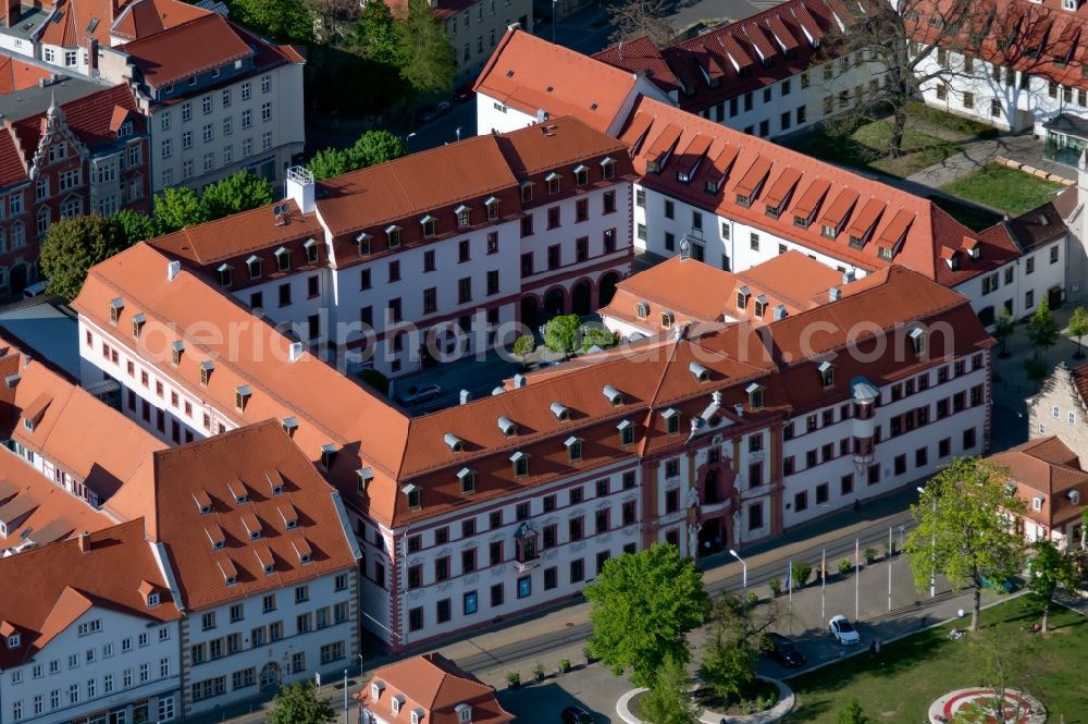 Erfurt from above - Administrative building of the State Authority Thueringer Staatskanzlei in of Regierungsstrasse in Erfurt in the state Thuringia, Germany