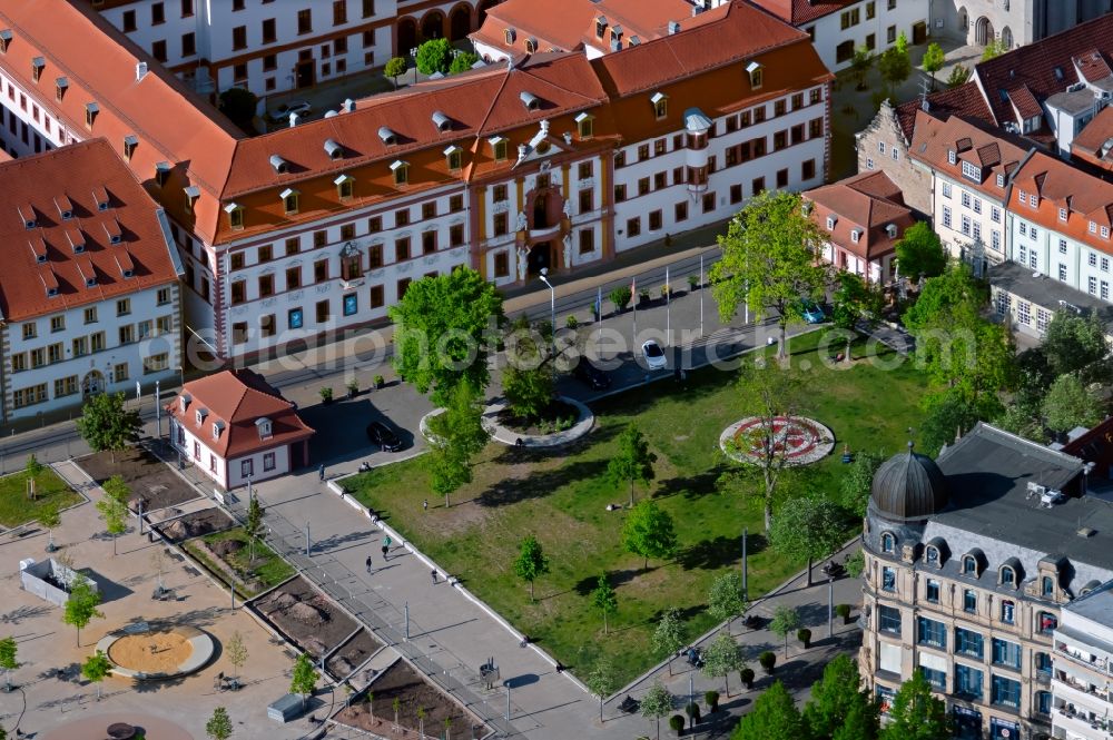 Erfurt from the bird's eye view: Administrative building of the State Authority Thueringer Staatskanzlei in of Regierungsstrasse in Erfurt in the state Thuringia, Germany