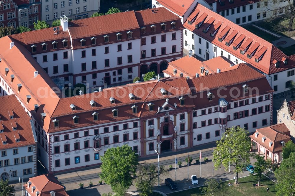 Erfurt from the bird's eye view: Administrative building of the State Authority Thueringer Staatskanzlei in of Regierungsstrasse in Erfurt in the state Thuringia, Germany