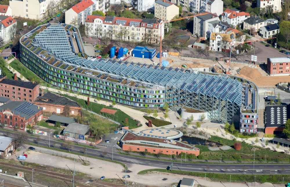 Aerial image Dessau - Administrative building of the State Authority UBA Umweltbundesamt Woerlitzer Platz in Dessau in the state Saxony-Anhalt, Germany