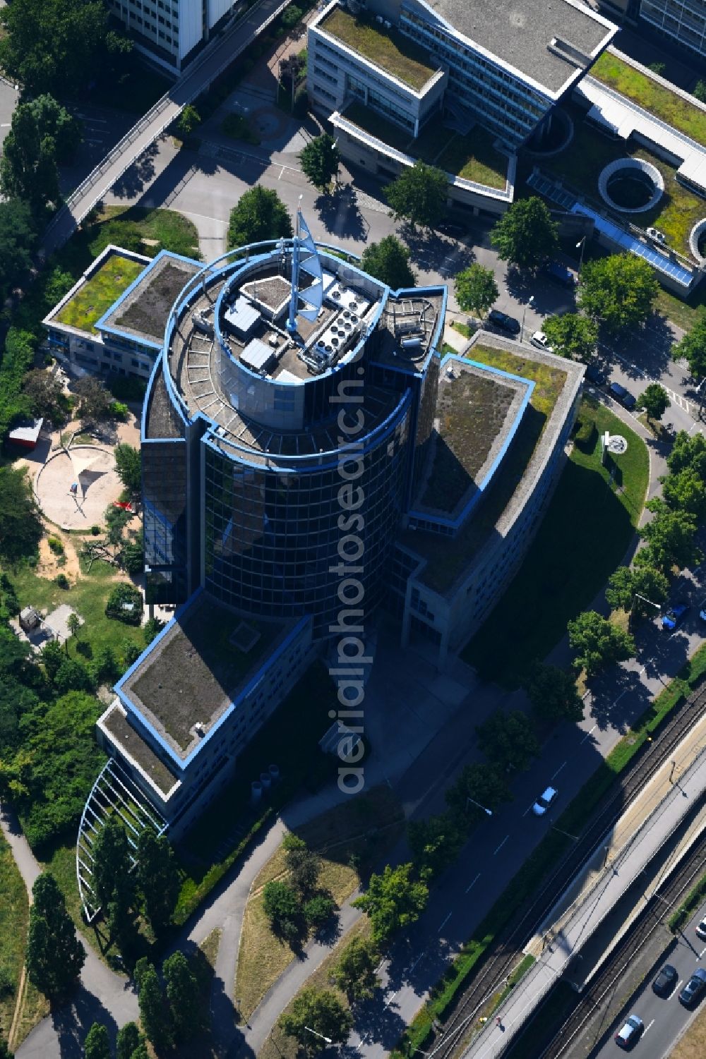 Stuttgart from above - Administrative building of the State Authority Wasserstrassen- and Schifffahrtsamt Stuttgart in Stuttgart in the state Baden-Wurttemberg, Germany