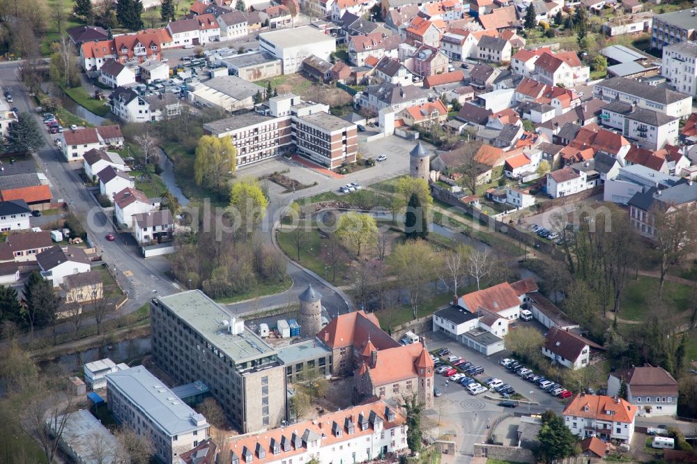 Dieburg from the bird's eye view: Administrative building of the State Authority Kreisverwaltung and Amtsgericht in Dieburg in the state Hesse