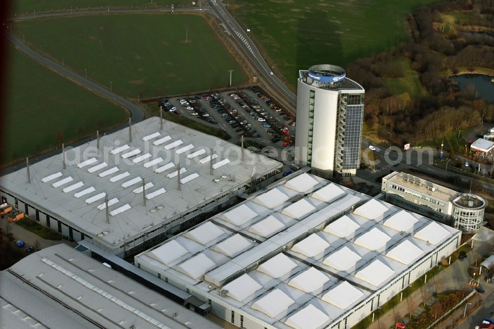 Zeulenroda-Triebes from above - Administration building of the company Bauerfeind AG an der Triebeser Strasse in Zeulenroda-Triebes in the state Thuringia