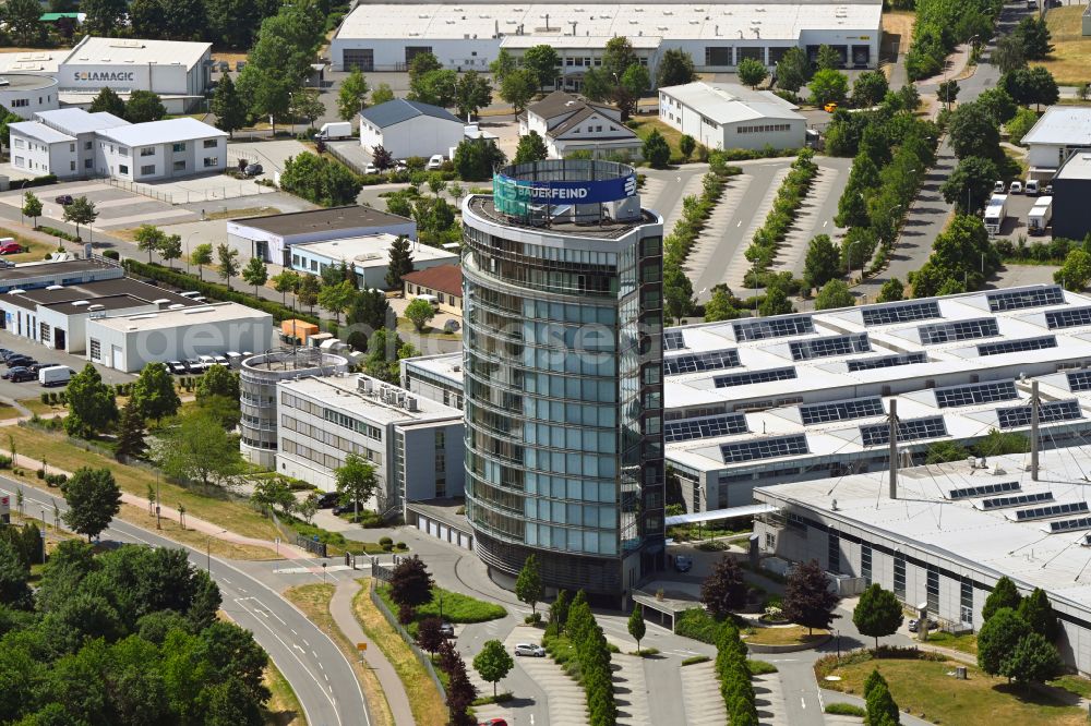 Zeulenroda-Triebes from above - Administration building of the company Bauerfeind AG an der Triebeser Strasse in Zeulenroda-Triebes in the state Thuringia