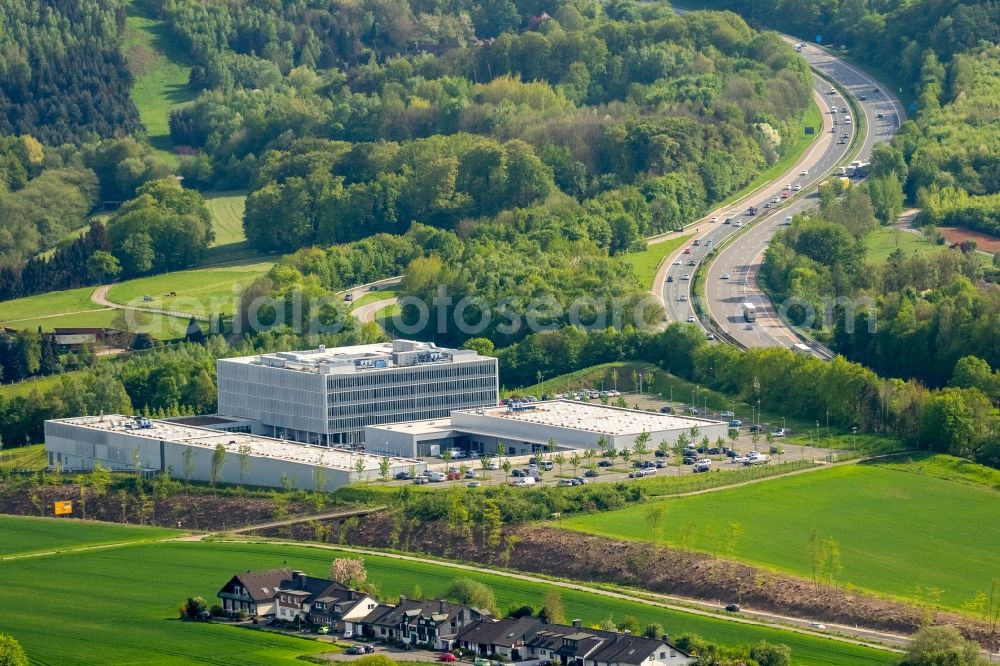 Aerial image Hagen - Administration building of the company ENERVIE - Suedwestfalen Energie und Wasser AG in Hagen in the state North Rhine-Westphalia