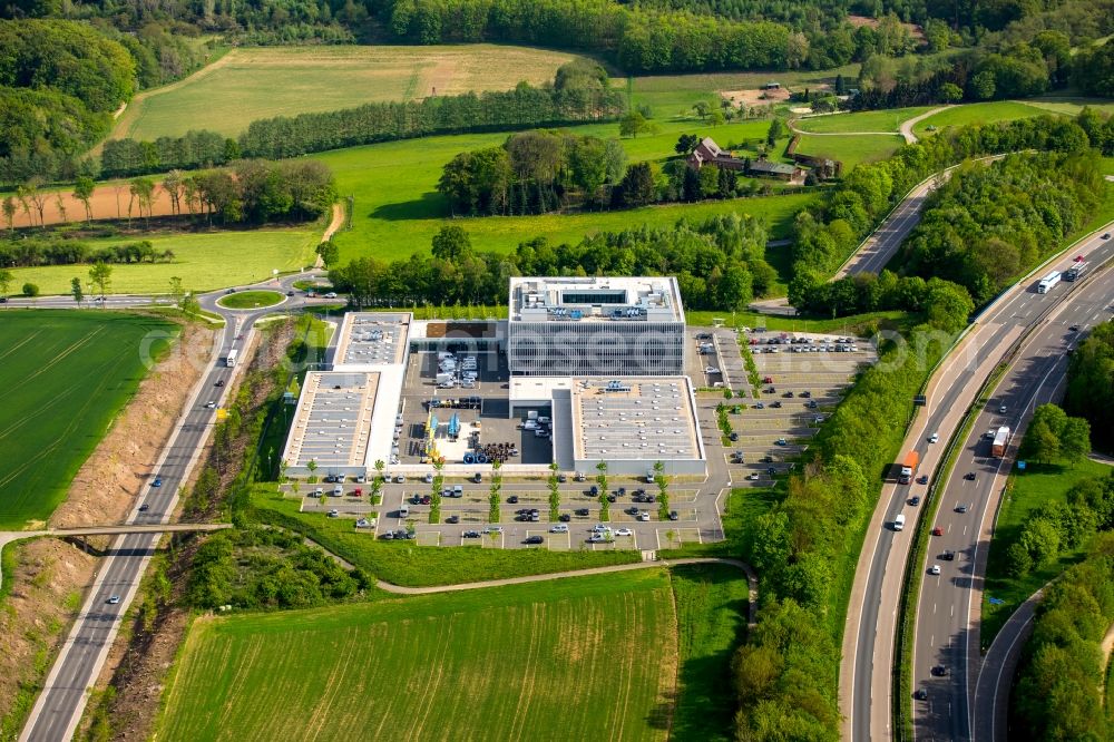 Aerial photograph Hagen - Administration building of the company ENERVIE - Suedwestfalen Energie und Wasser AG in Hagen in the state North Rhine-Westphalia