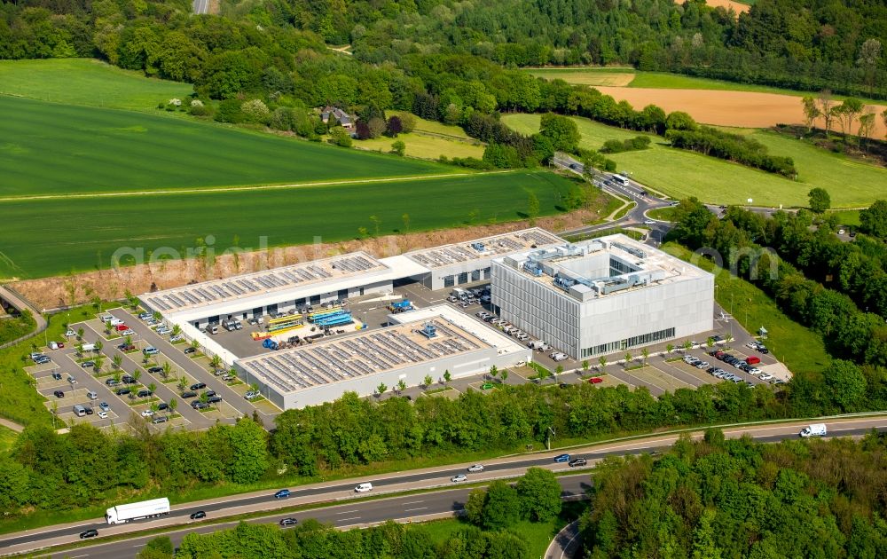 Hagen from the bird's eye view: Administration building of the company ENERVIE - Suedwestfalen Energie und Wasser AG in Hagen in the state North Rhine-Westphalia