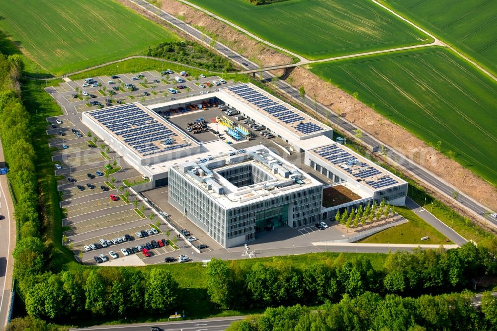 Aerial photograph Hagen - Administration building of the company ENERVIE - Suedwestfalen Energie und Wasser AG in Hagen in the state North Rhine-Westphalia