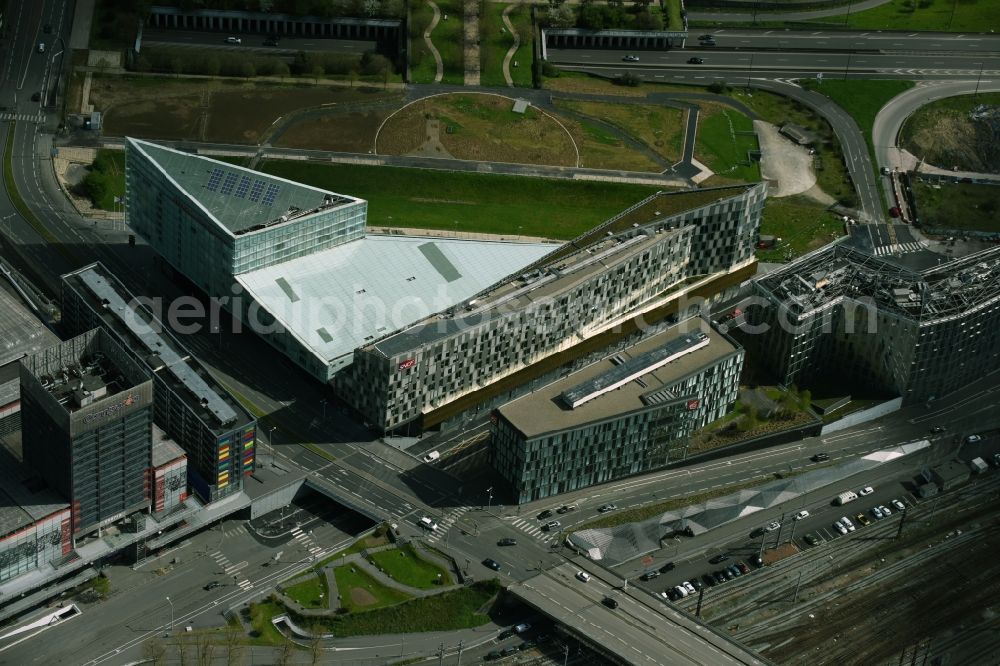 Aerial image Lille - Administration building of the company Center For The French railway company SNCF Registration Office in Lille in Nord-Pas-de-Calais Picardy, France