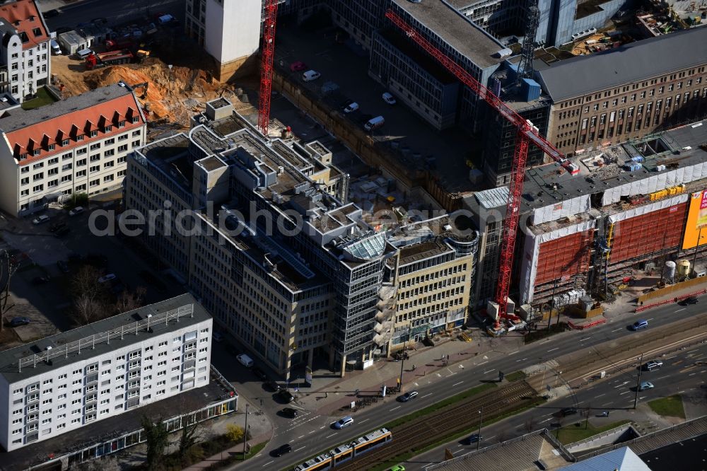 Aerial photograph Leipzig - Administration building of the company Leipziger Verkehrsbetriebe (LVB) GmbH on Georgiring in the district Mitte in Leipzig in the state Saxony