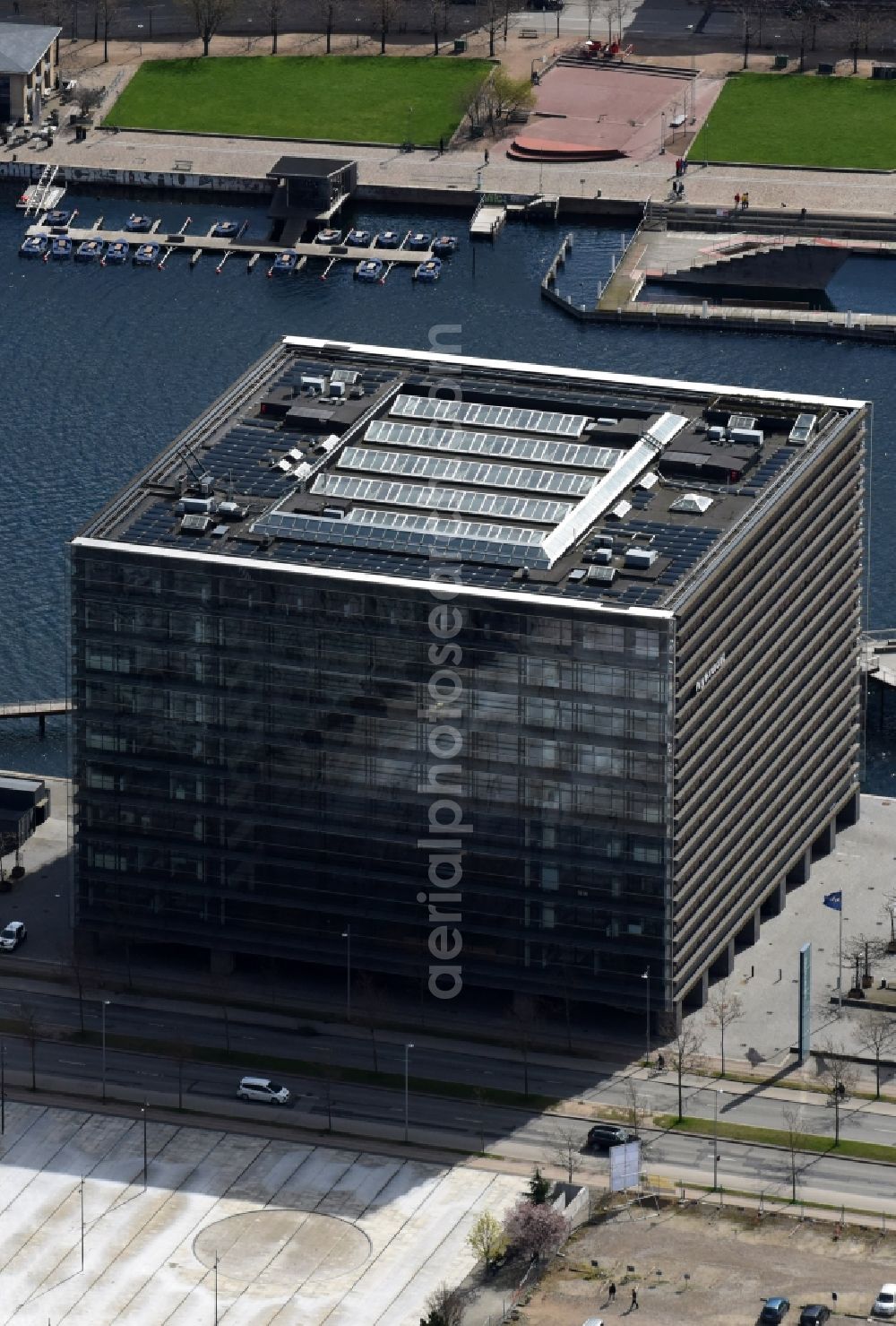 Aerial image Kopenhagen - Administration building of the company Nykredit A/S on Kalvebod Brygge in Copenhagen in Denmark